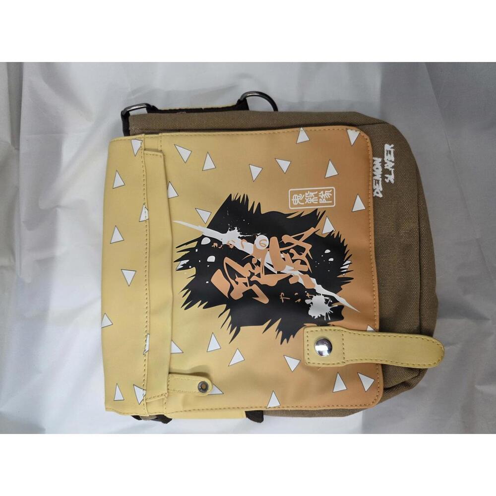 Demon Slayer Themed Messenger Bag with Yellow and Brown Design